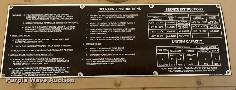 image for item ET3088 Libby Corp MEP-803A generator