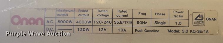 image for item EU3653 Onon K5000 Power Express generator