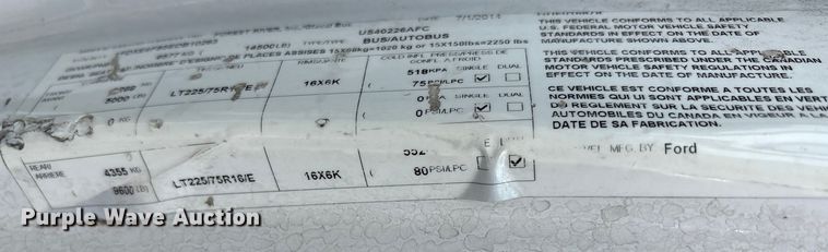 image for item EU4576 2014 Ford E450 Super duty shuttle bus