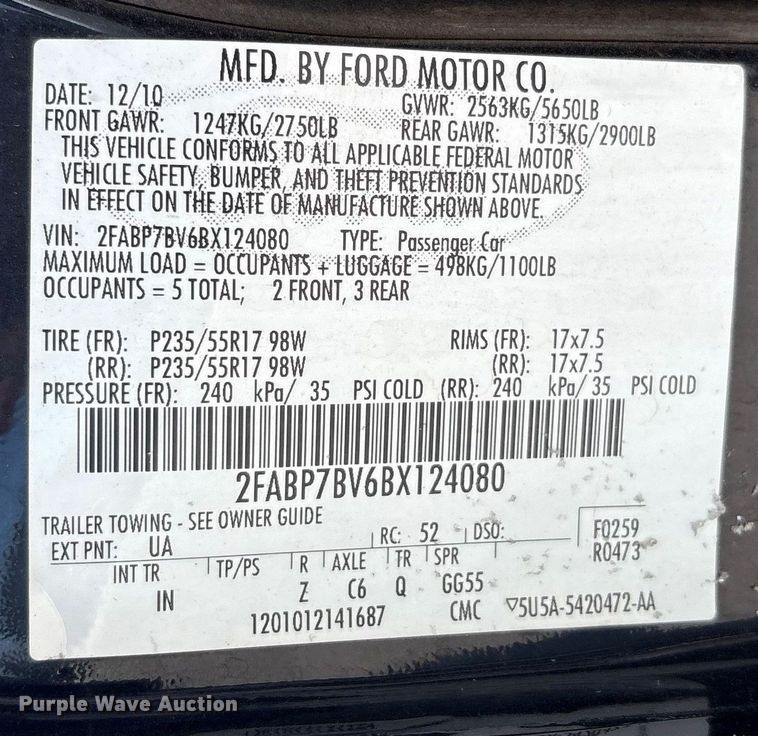 image for item EU4581 2011 Ford Crown Victoria Police Interceptor 