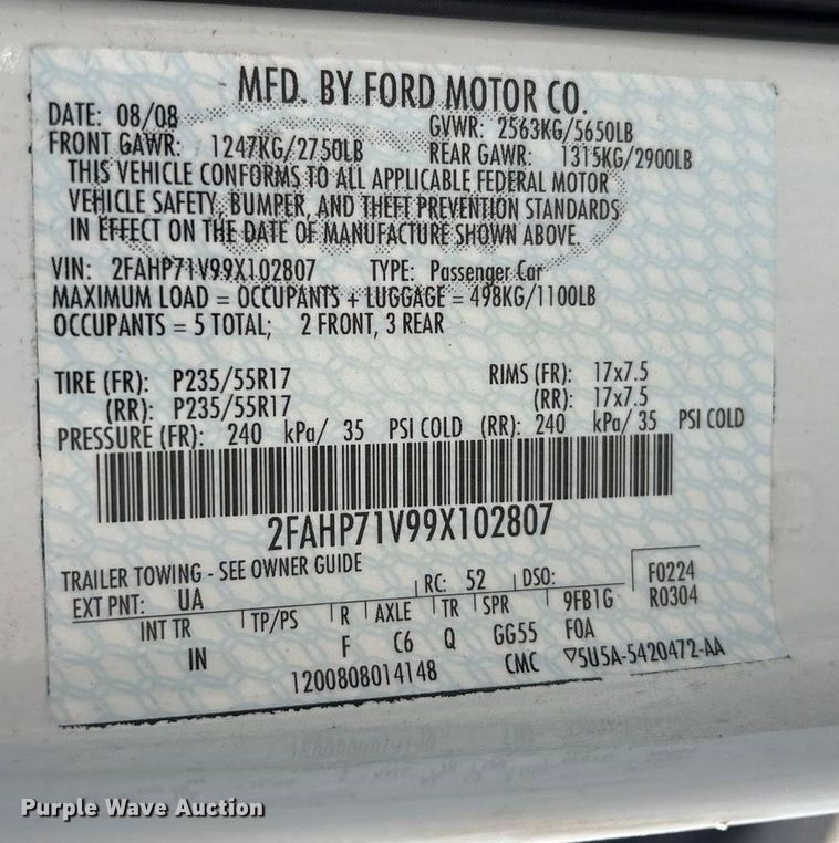 image for item EU4587 2009 Ford Crown Victoria Police interceptor 