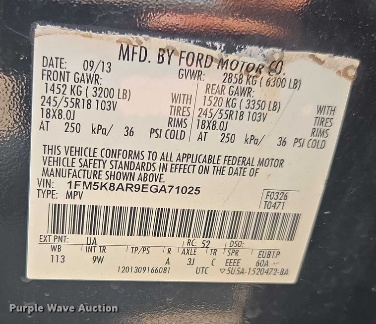 image for item EU4588 2014 Ford Explorer Police SUV