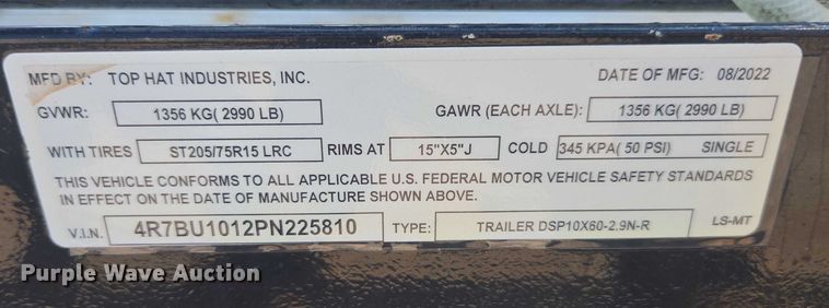 image for item EU4592 2023 Top Hat pressure washing trailer