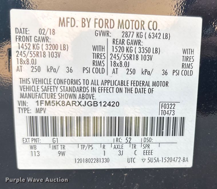 image for item EU4593 2018 Ford Explorer Police SUV