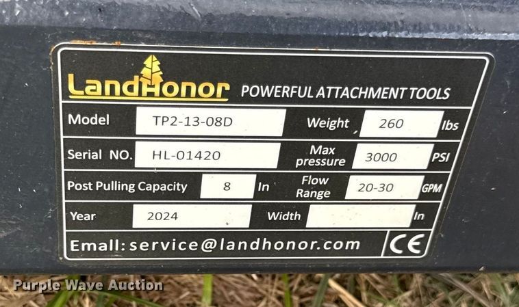 image for item DZ4227 2024 LandHonor TP2-13-08D skid steer tree puller