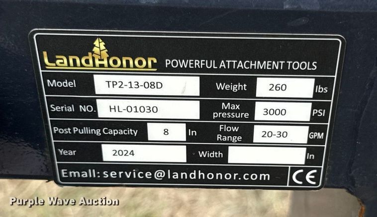 image for item DZ4229 2024 LandHonor TP2-13-08D skid steer tree puller