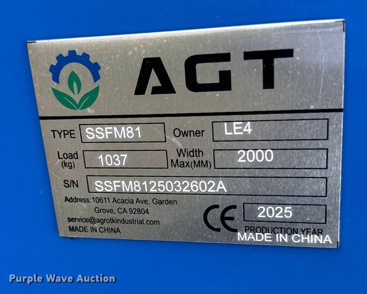 image for item DZ4237 2025 AGT SSFM81 skid steer drum mulcher