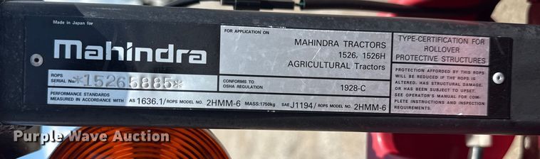 image for item EG6167 2017 Mahindra 1626H MFWD tractor