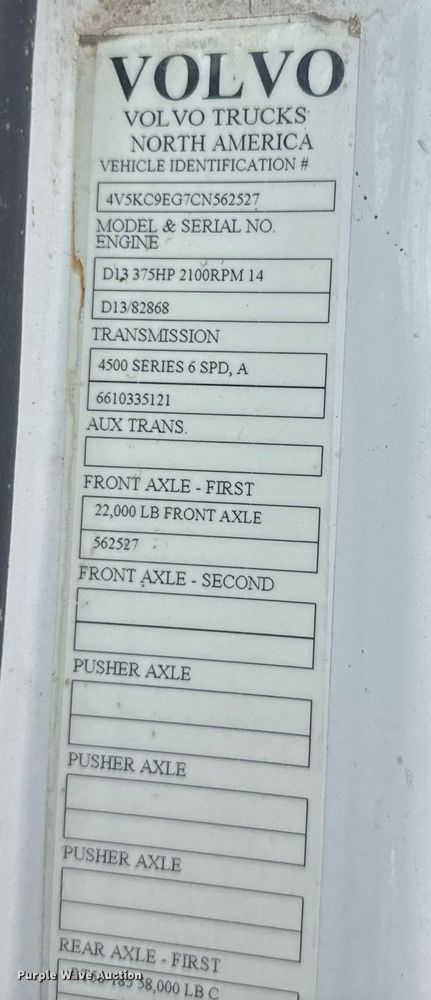 image for item EG6541 2012 Volvo VHD feed mixer truck