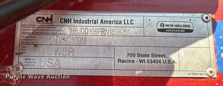 image for item EN5573 2024 New Holland Duradisc 109M disc mower