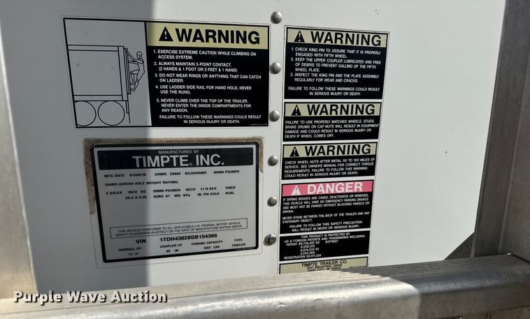 image for item ER2317 2016 Timpte grain trailer