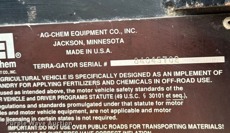 image for item EV1744 2002 Ag-Chem TerraGator 8104 applicator truck