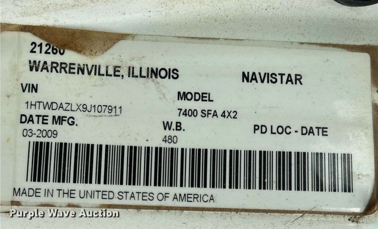 image for item KG9590 2009 International 7400 applicator truck cab and chassis  