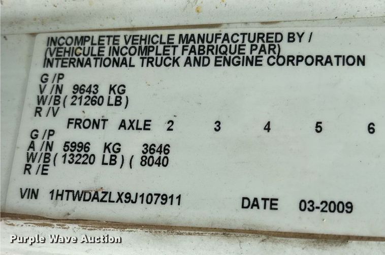 image for item KG9590 2009 International 7400 applicator truck cab and chassis  