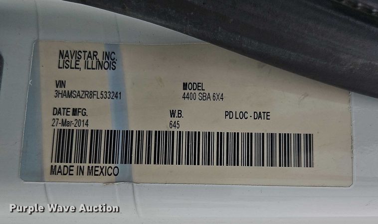 image for item EB8268 2015 International 4400 truck cab and chassis