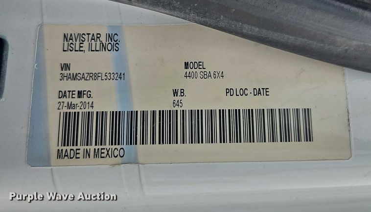 image for item EB8268 2015 International 4400 truck cab and chassis