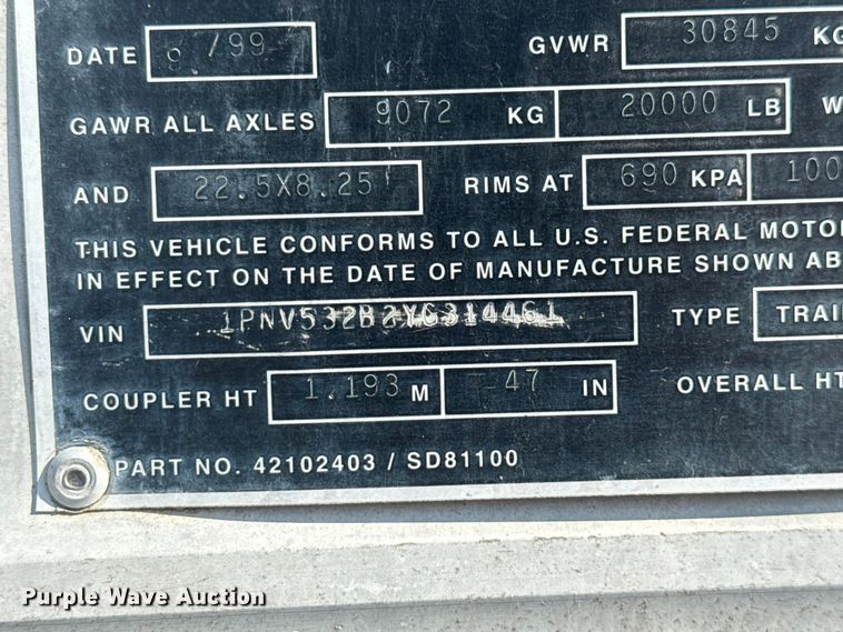 image for item EB8297 2000 Pines dry van trailer