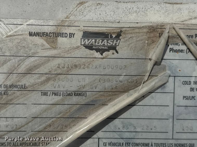 image for item EB8299 1999 Wabash dry van trailer