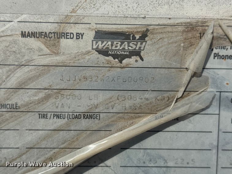 image for item EB8299 1999 Wabash dry van trailer