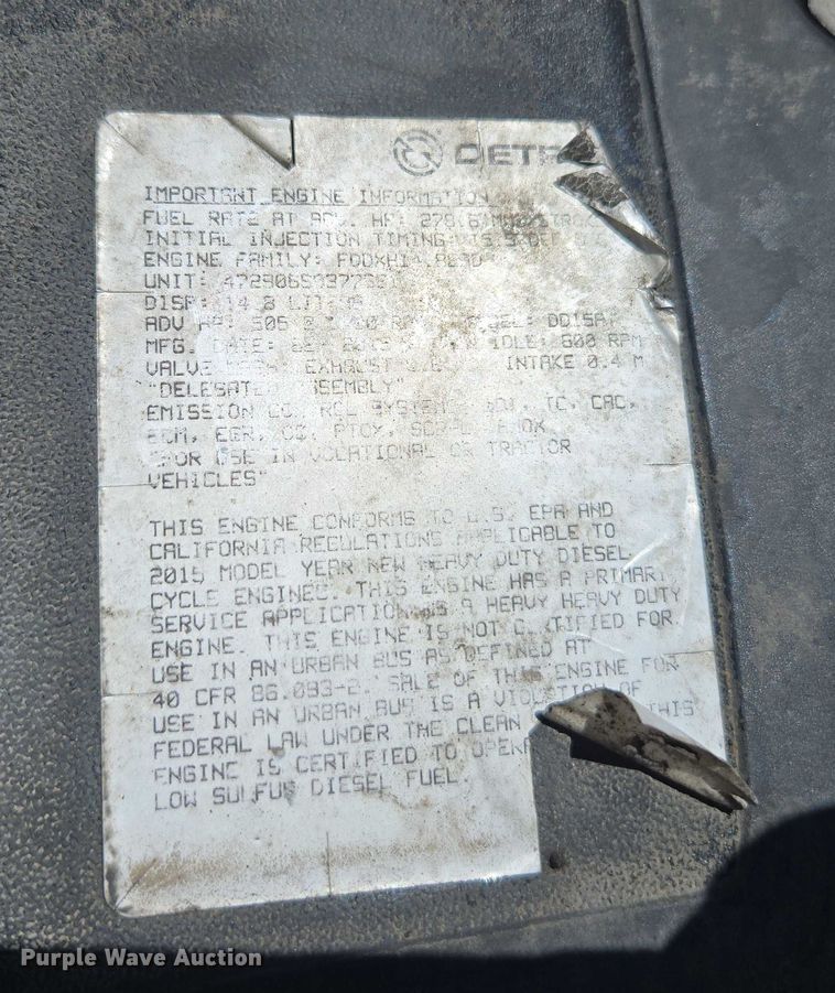 image for item EC1042 2016 Freightliner Cascadia 125 semi truck