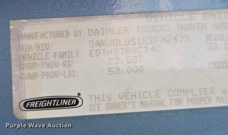 image for item EC1178 2014 Freightliner Cascadia semi truck