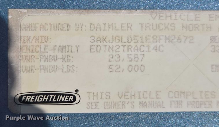 image for item EC1178 2014 Freightliner Cascadia semi truck