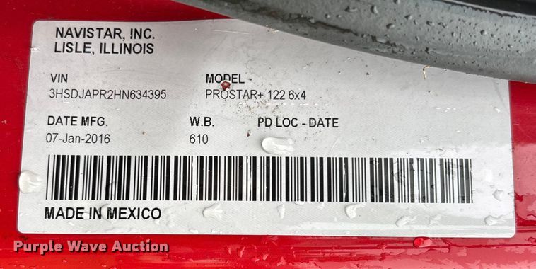 image for item EC3774 2017 International ProStar semi truck