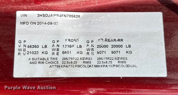 image for item ED5817 2015 International ProStar+ 122 semi truck