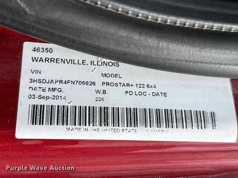 image for item ED5817 2015 International ProStar+ 122 semi truck