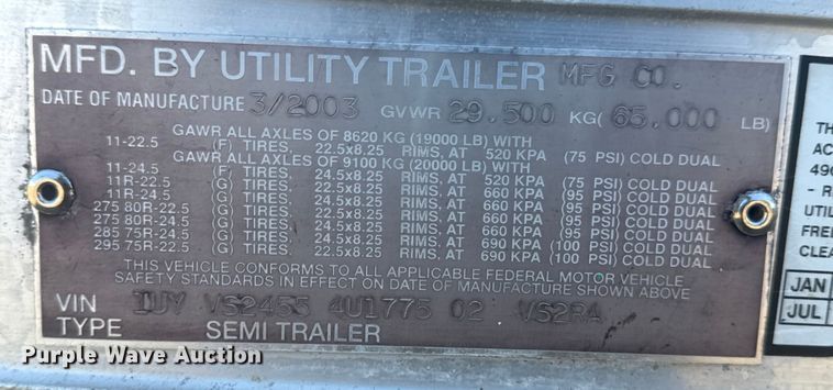 image for item EG6133 2004 Utility Trailer  VS2RA refrigerated van trailer