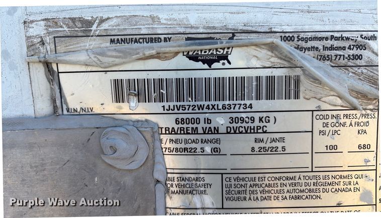 image for item EM0609 1999 Wabash DVCVHPC dry van trailer