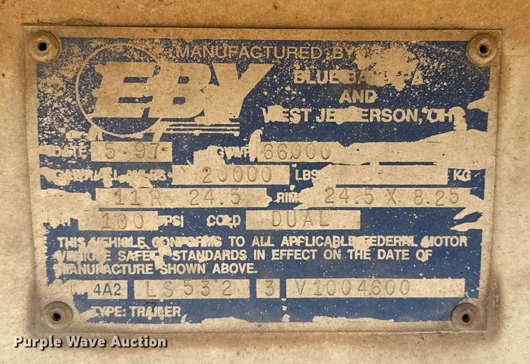 image for item EP0593 1997 EBY livestock trailer