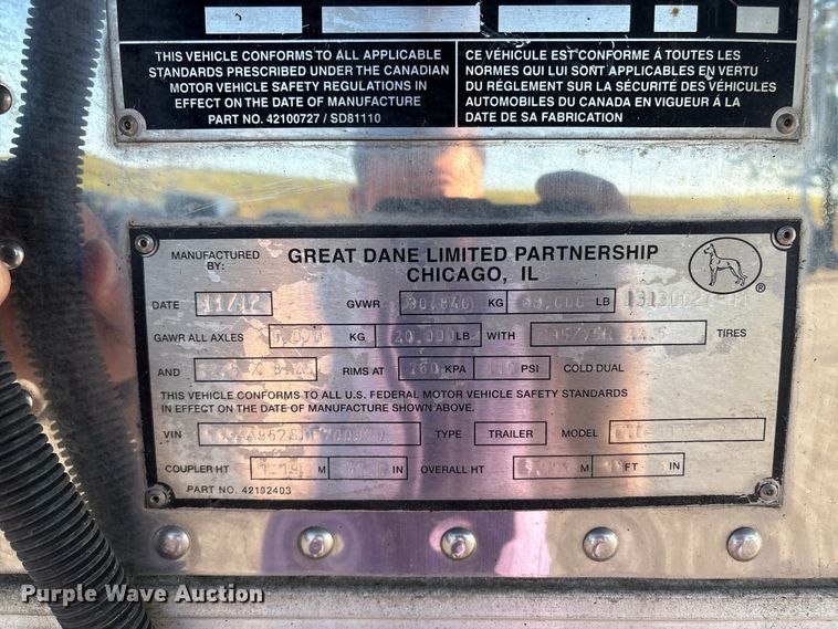 image for item ET8537 2013 Great Dane ETL-1114-12048 refrigerated van trailer