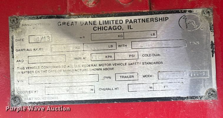 image for item EU2184 2014 Great Dane FLP-0024-00048 flatbed trailer