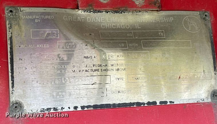 image for item EU2185 2014 Great Dane FLP-0024-00048 flatbed trailer