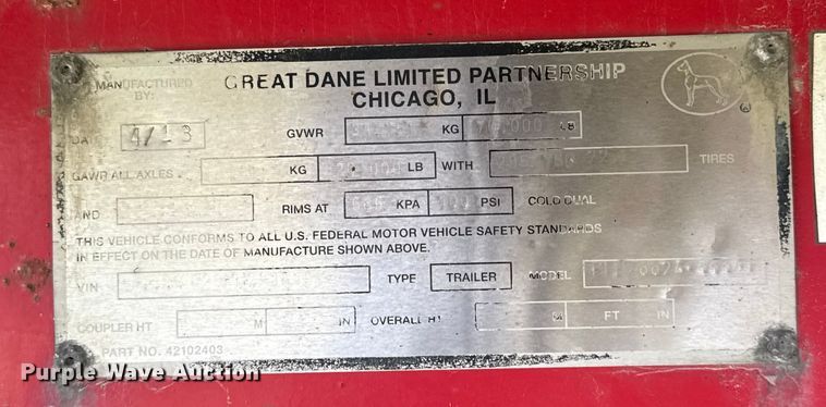 image for item EU2189 2014 Great Dane FLP-0024-00048 flatbed trailer