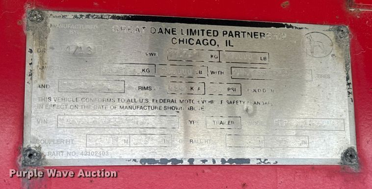 image for item EU2192 2014 Great Dane FLP-0024-00048 flatbed trailer