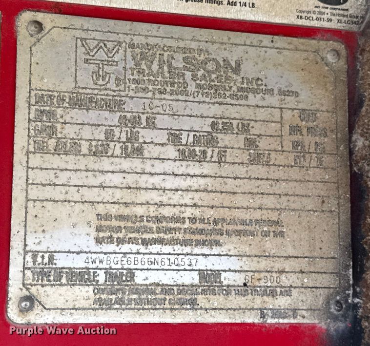 image for item EU2193 2006 Wilson Trailers CF-900 flatbed trailer