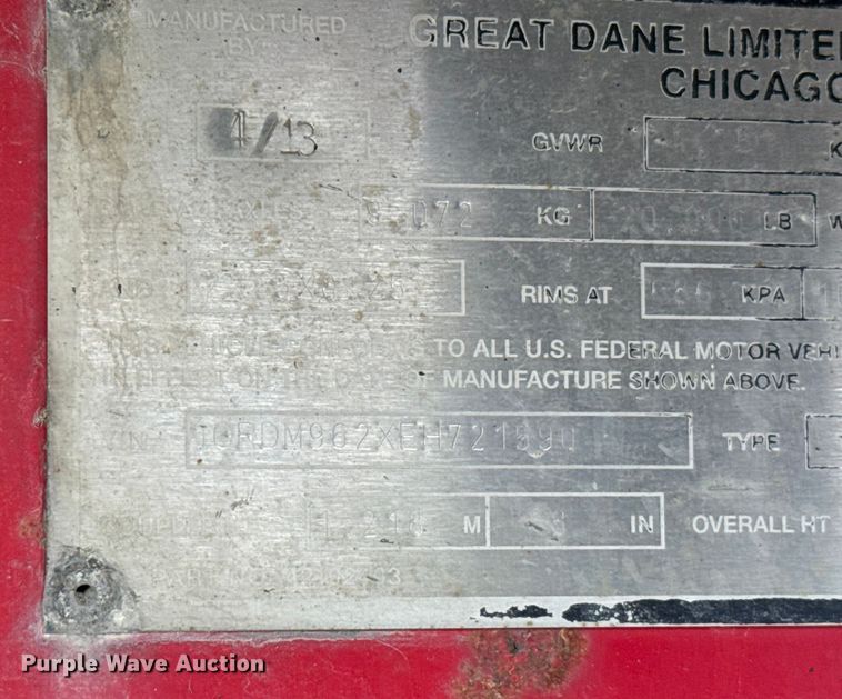 image for item EU2195 2014 Great Dane FLP-0024-00048 flatbed trailer