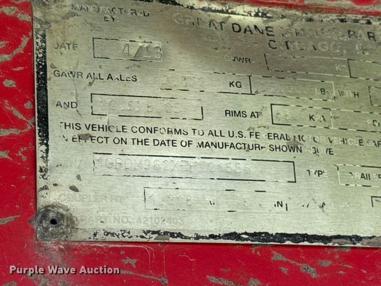 image for item EU2197 2014 Great Dane FLP-0024-00048 flatbed trailer