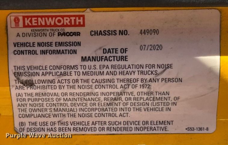 image for item EU2207 2021 Kenworth T680 semi truck