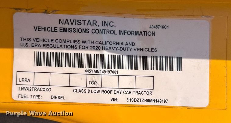 image for item EU2209 2021 International LT625 semi truck