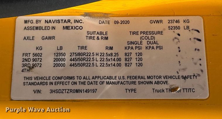 image for item EU2209 2021 International LT625 semi truck