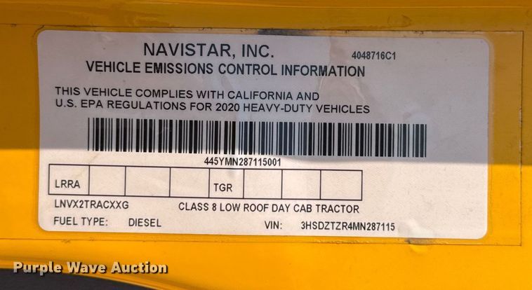 image for item EU2210 2021 International LT625 semi truck