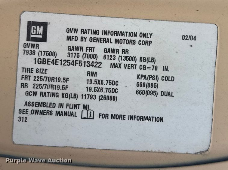 image for item EV1748 2004 Chevrolet C4500 Crew Cab truck cab and chassis