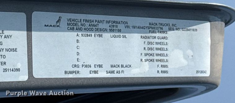 image for item GH9312 2023 Mack Anthem AN64T semi truck