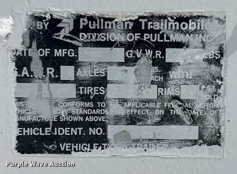 image for item NU9577 1978 Pullman Trailmobile pneumatic dry bulk trailer