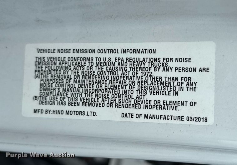 image for item YA0690 2019 Hino 268A box truck