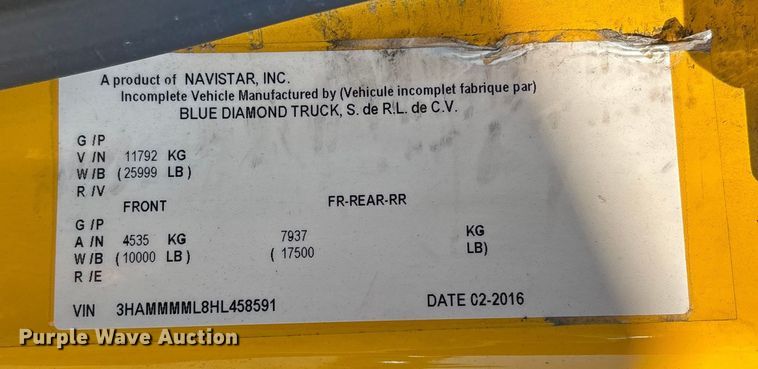 image for item YA0696 2017 International 4300 box truck