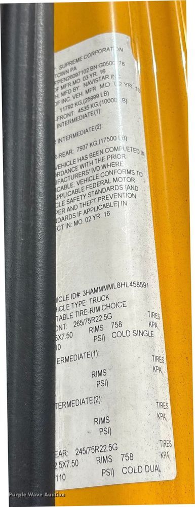 image for item YA0696 2017 International 4300 box truck